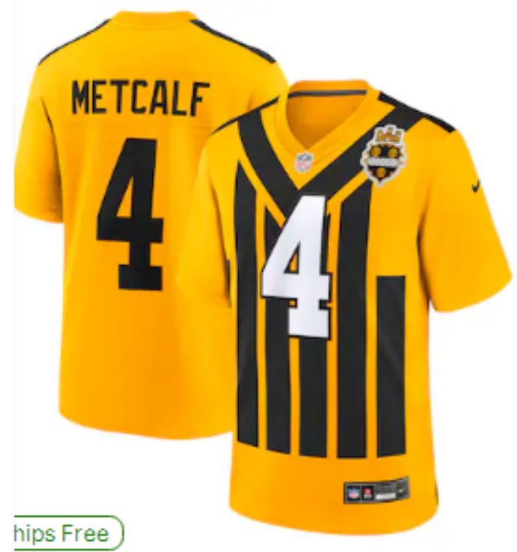 Men 2025 Pittsburgh Steelers 4 Metcalf Yellow Retro Nike Limited NFL Jersey style 01